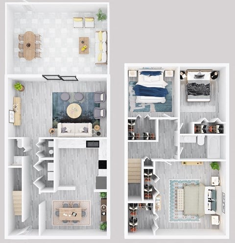 Floor plan for 3 beds, 1 bath, 1245 sqft
